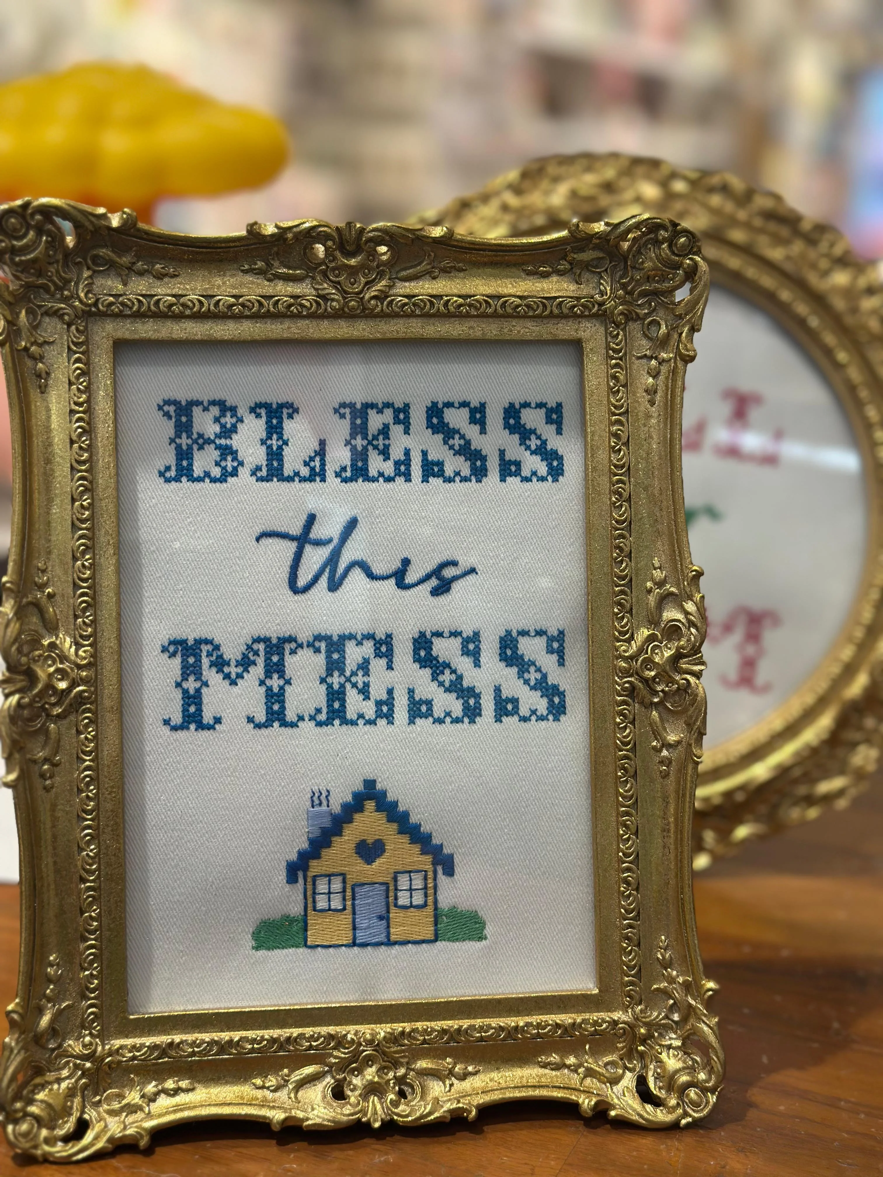 Bless The Mess Embroidered Framed Art - Image 3
