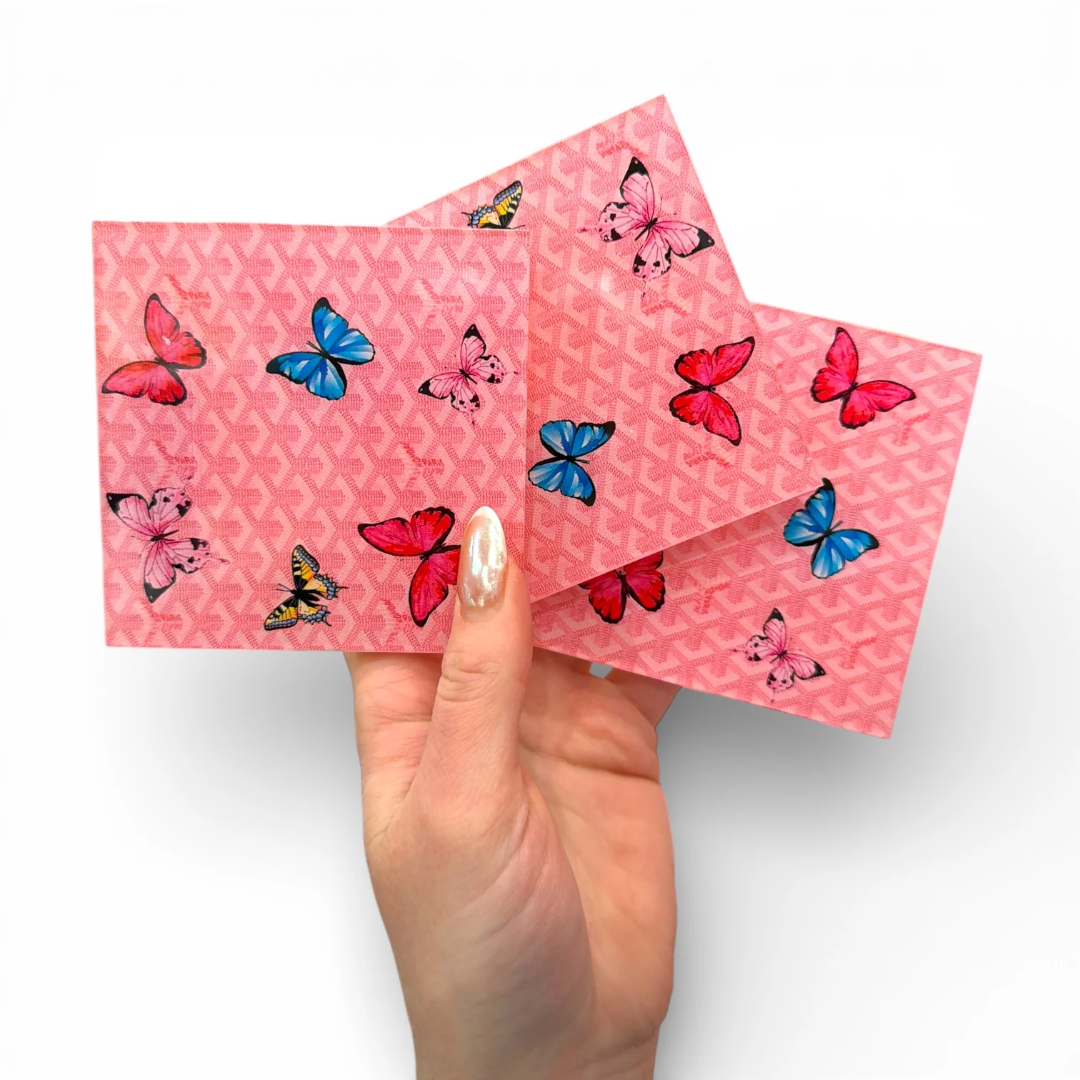 Butterfly Pink Acrylic Coaster Set - Image 3