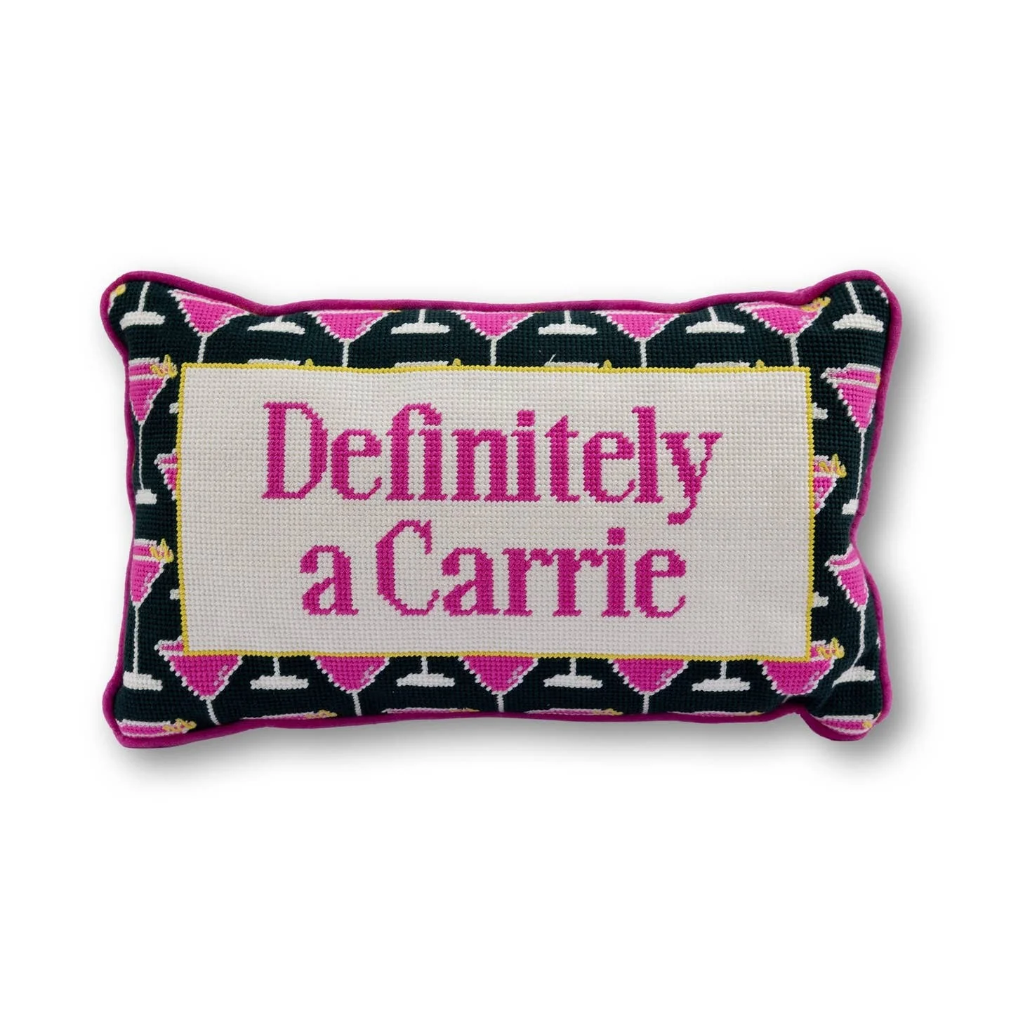 Definitely A Carrie Needlepoint Pillow