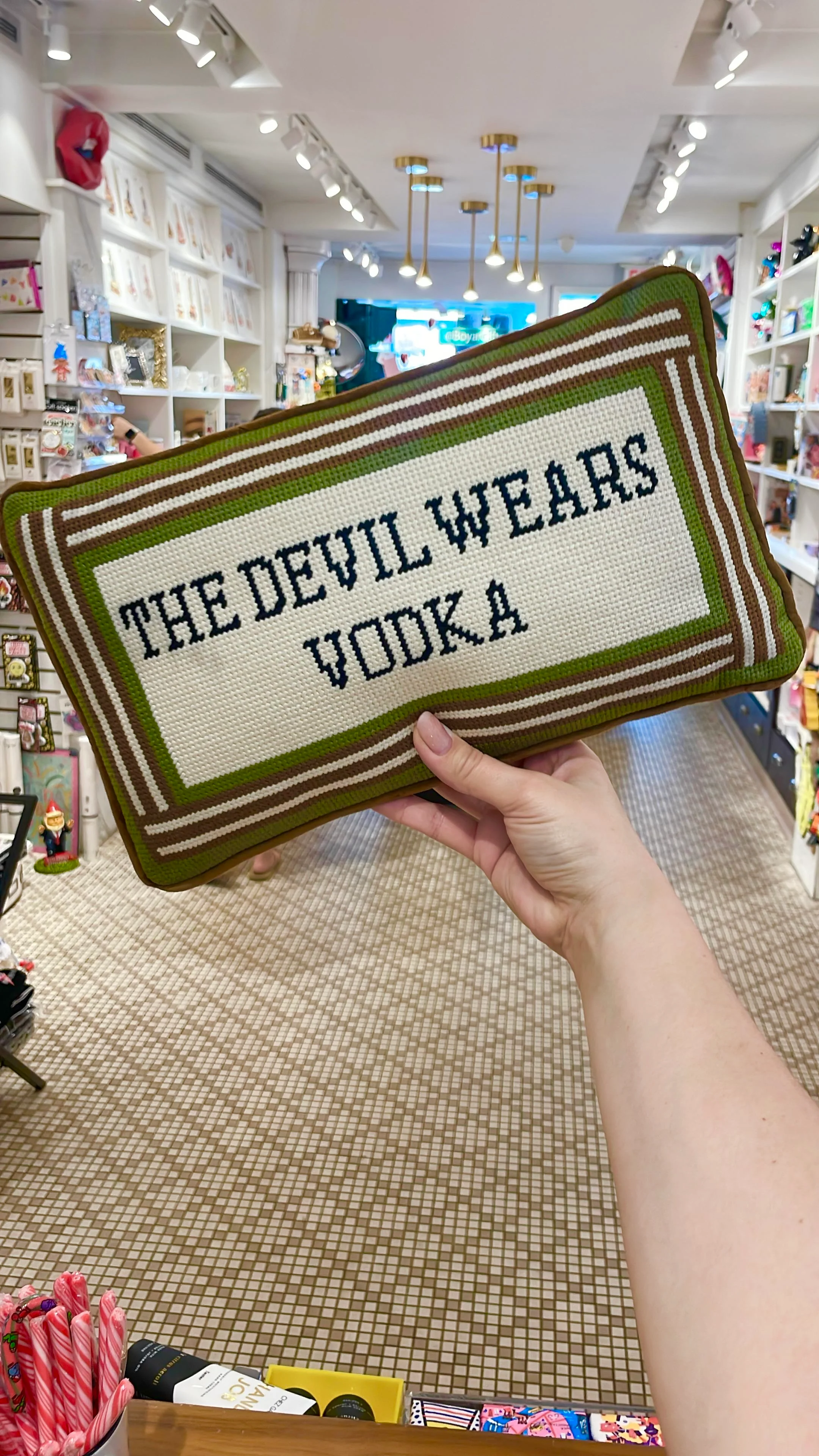 Devil Wears Vodka Needlepoint Pillow - Image 3